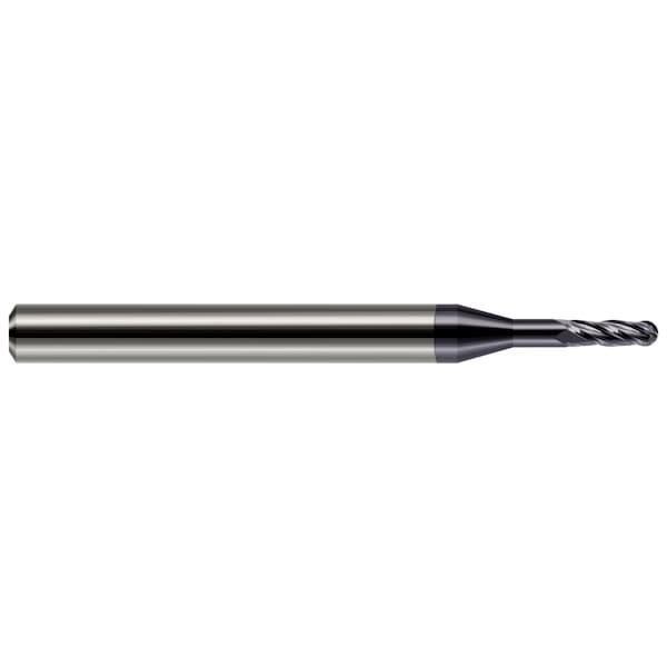 Miniature End Mill - 4 Flute - Ball 0.0600" Cutter DIA x 0.1800" Length of Cut